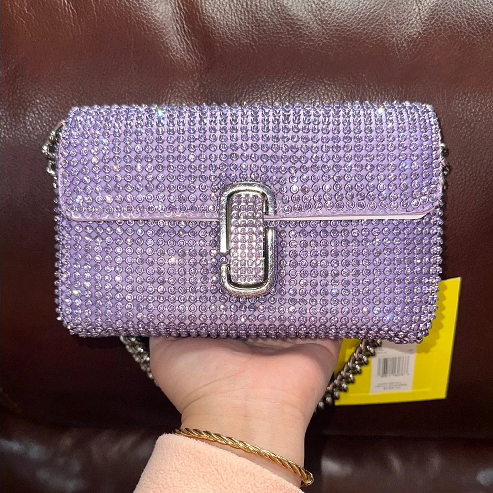 🔥🔥🔥NEW Marc Jacobs The Rhinestone J Purple Shoulder Bag - Picture 8 of 16